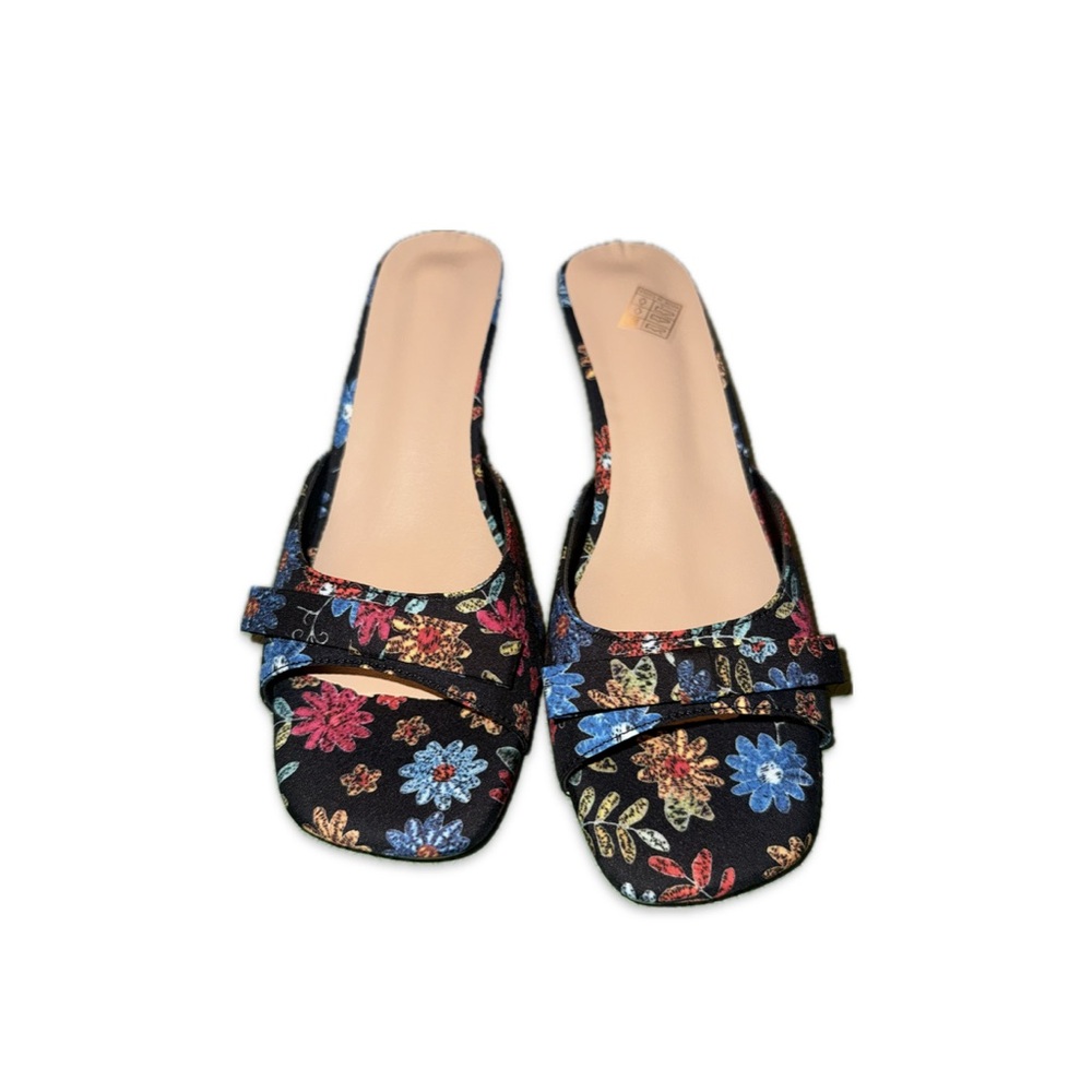 Floral Print Heels Black Multicolor EU 39 New